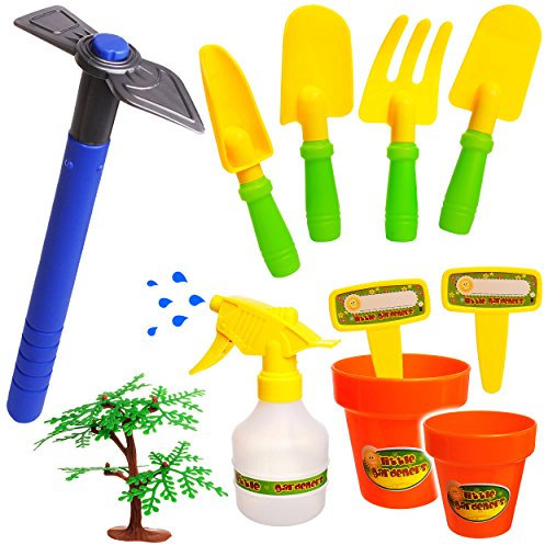 alles-meine.de GmbH 11 TLG. Gartenset & Pflanzset - kleine Gärtner - zum Spielen & Züchten - Kinder Gartengeräte - aus Kunststoff - Schaufel - Spaten - Rechen/Harke - Garte..