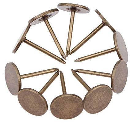 MOMOJIA Nägel, 100 Stück, Flache Polsternägel, Sofa, Nieten, Stifte, Reißnägel, antike Bronze, Eisen, Vintage-Schmuck, Holzkiste, 11 mm x 17 mm, Hardware