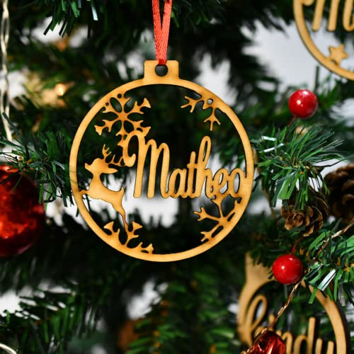 WEIYOUDP Weihnachtskugel aus Holz personalisierte weihnachtskugeln Holz weihnachtskugeln Holz personalisiert (Elk)