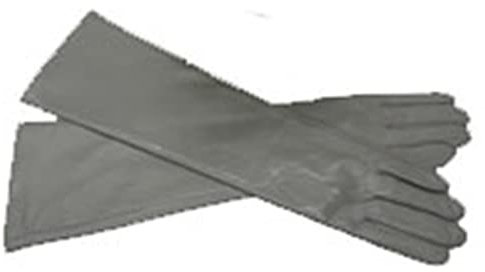 Damen-Handschuhe aus Schaffell, Leder, lange Handschuhe, Grau, 9 7 1/2