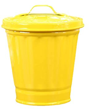 Verve Jelly Mini Trash Can with Lid Metal Pail Desktop Garbage Bin Mini Trash Bins Desktop Iron Pot Trash Can Dispenser with Lid for Countertop, Yellow, 3.5 * 3.5 * 3.7in