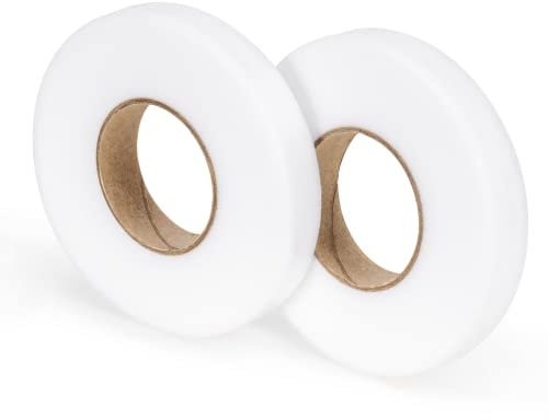 Carehabi Saumband zum Aufbügeln, 2 Stück 20mm Breite Bügelband zum Aufbügeln Nähzubehör Hem Tape für Vorhäng Kürzen Gardinen Hosen Textilien（ 64m Länge/Rollen）