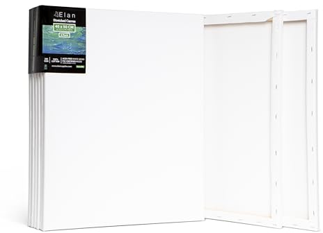 Elan Lienzos Preestirados 40x50, 6-PACK 100% Algodón Lienzos para Pintar Rectangular, Canvas para Pintar 280GSM, Lienzo 40x50, Painting Canvas