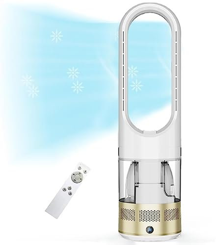 Ventilador rociador de agua,ventilador de torre de nebulización 31con tanque de agua 1.75L,ventilador de torre doméstico sin aspas con remoto,8 velocidades,temporizador 9H,ventilador de enfriamiento