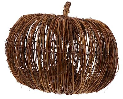 Kürbisdeko aus Rattan, Handgeflochtene Figur, Halloween Schreibtischdeko