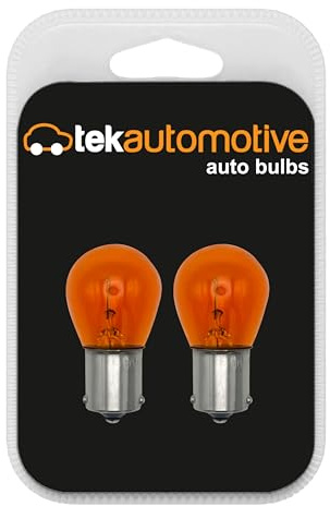 Tek Automotive 588 24V Bulbs for Lorry, PY21W Indicator Bulbs, Truck Bulbs, Indicator Bulbs Orange Light, 581A 24V 21W BAU15S Amber, Off Set Pins - Twin Pack