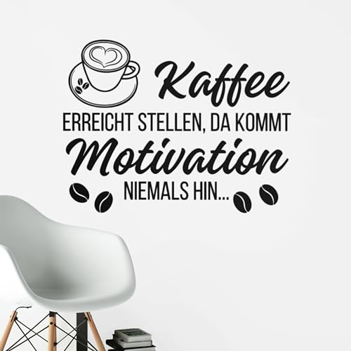 Klebekönig Wandtattoo - Kaffee Motivation - schöner Zitat Spruch Wandaufkleber Sprüche Wandsticker Caffee Bohne Wanddeko Wohnzimmer Flur Esszimmer in vielen Farben