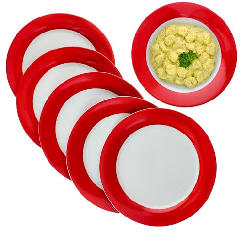 MamboCat Set di 6 piatti piani in porcellana colorata per 6 persone, piatti colorati per pasti principali a colazione, pranzo, caffè e pane da cena