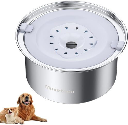 Maxetodo 4L Hundenapf Edelstahl Grosse Hunde Wassernapf Ohne Sabbern Trinknapf Anti Schlabber Spülmaschinenfest Dog Bowl Mit Aktivkohle-Filtermatten Unterwegs Für Haustiere