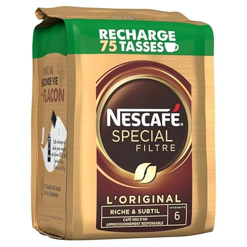 Nescafé Spécial Filtre Café Soluble Éco Pack 150g - Plaisir Doux et Arôme Subtil - Booster d’Énergie Naturel - Boissons Chaudes de Qualité - Le Lot De 3
