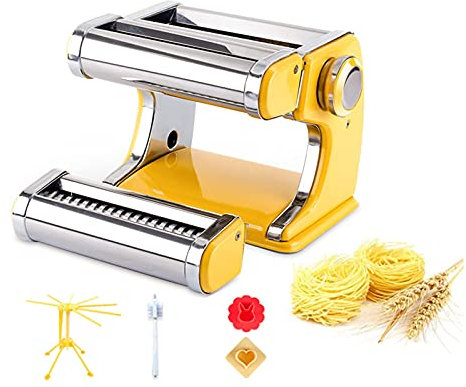 CCKUHN Nudelmaschine aus Edelstahl, Nudelmaschine, Teigschneider, mit Handkurbel und Klemme, Nudelmaschinen für hausgemachte Spaghetti und Fettucci (blau)