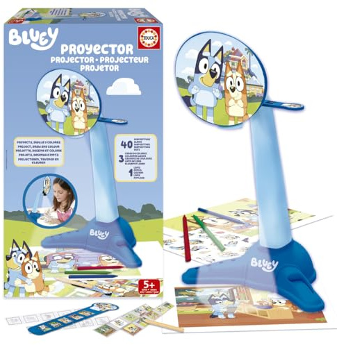 Educa - Projecteur Dessin Bluey | Projecteur pour Enfants avec 40 Diapositives | Crayons de Couleur et Crayon | Projecteur LED Personnages Bluey | Jouet Créatif Enfant 5 Ans (20109)