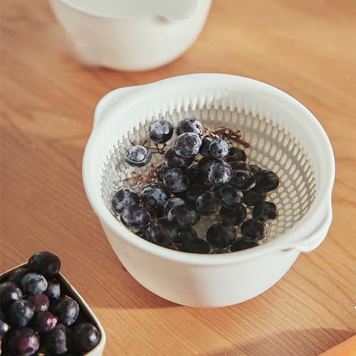 Gavigain Double Layered Food Filter Baskets, Vegetable Washbasin Plastic Strainer Vegetable Basket Drain Bowl Kitchen Living Room, Gavigainsu8m1c0ze2