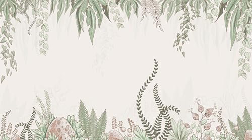 UNIK Nordic Vliestapete, BxH 250x250 cm, Urwald Muster, Tapete Urzeit Wald, Fototapete Baby- und Kinderzimmer, XXL Kindertapete in hellen Farben, Pflanzen Motiv, Waldtapete Made in Germany