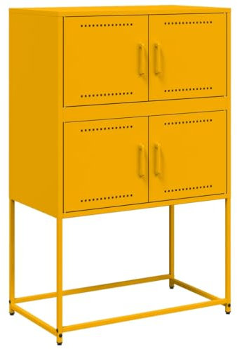 vidaXL Sideboard, Kommode mit Stauraum Tür, Beistellschrank für Wohnzimmer Schlafzimmer, Anrichte Highboard, Industrie-Stil, Senfgelb Stahl
