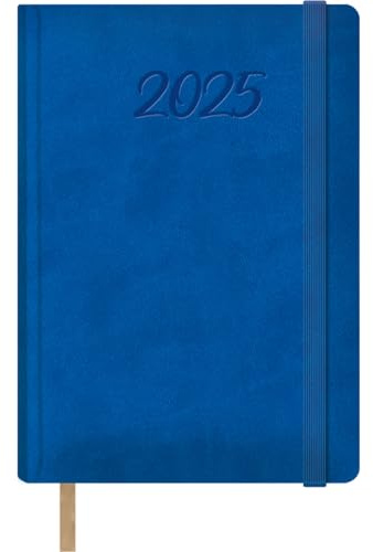 Dohe - Kalender 2025, Tag pro Seite, A5 (15 x 21 cm), 12 Monate Januar bis Dezember, Hardcover aus Kunstleder, Planer auf Spanisch, Büromaterial - Samba, Blau