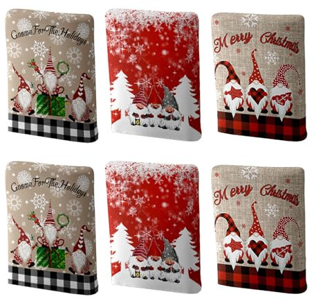 RTYUSWL 6 Stück Weihnachts-Stuhlhussen, Stretch-Weihnachts-Stuhlhussen, Abnehmbare, Waschbare Weihnachts-Stuhlhussen für Weihnachten, Feiertage, Zuhause, Partys, Dekoration
