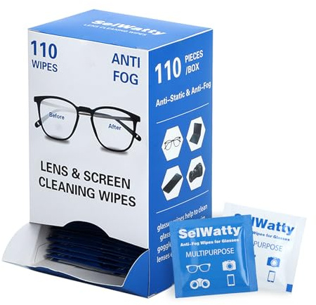BigKing Pack De 110 Lingette Nettoyante Anti-Buée, 10h De Long Anti-Buée, Lingettes Nettoyantes Emballées Individuellement Pour Lunettes, Écrans, Smartphones Et Appareils Photos (110 Pièces)