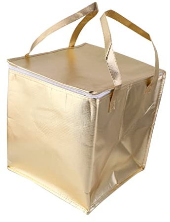 Cabilock Isolierte Goldene Tragetasche aus Vliesstoff Leichte Kühltasche mit Großer Kapazität für Getränke und Obst für Unterwegs