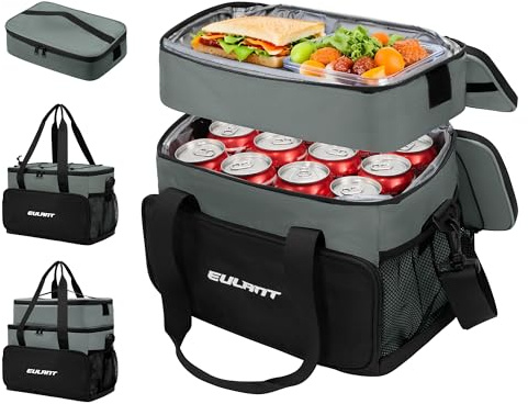EULANT 2 en 1 Juego de Bolsas Térmicas con Cremallera Impermeable,Bolsa de Almuerzo Grande 16L + Lonchera Isotérmica Pequeña 5L,Neveras Pequeñas Portatiles para Camping Picnic Playa Trabajo Coche