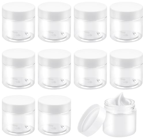 10 Pièces Contenants Cosmétiques de Voyage, Mini Pots Ronds Vides en Plastique Transparent avec Couvercle Hermétique, Idéals pour Crème, Échantillons, Poudre, Baume à Lèvres