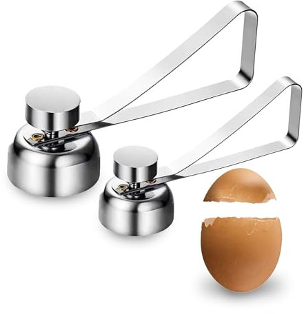 Egg Shell Opener Set | Stainless Steel Egg Cracker & Cutter Tool for Raw, Soft & Hard-Boiled Eggs | 2PCS Handheld Eggshell Remover (Small & Large)