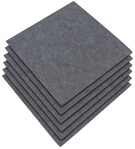 YARNOW 6pcs Acoustic Wall Panels, Light Grey Polyester Fibre, Adhesive Back, Sound Absorbing Felt Boards for Home or Commercial Office Wall Decoration, 30x30cm