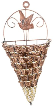 VANZACK Panier À Fleurs en Vase Simulé Paniers Modernes Suspendus Panier Mural en Rotin Panier Suspendu en Osier Panier Tissé Panier Suspendu pour Plantes Monté Corde Intérieur