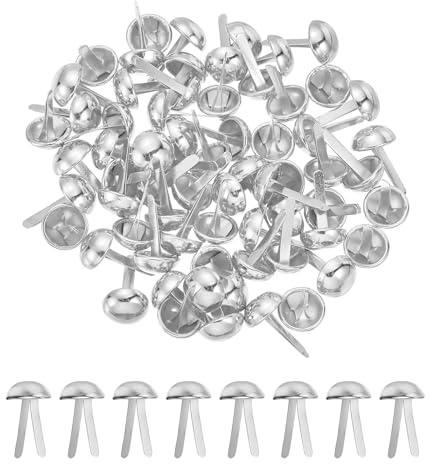 PATIKIL 120 Stück Brads Papierbefestigungen 10 x 16 mm Metall Runde Kopf Spaltstifte Prong Brads Für Scrapbooking Leder Basteln Dekorative DIY Zubehör Silber Farbe