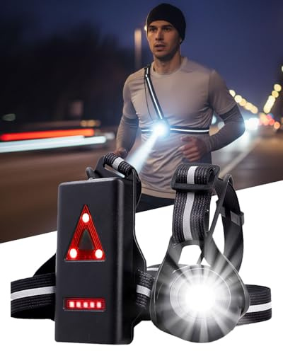 Onalix Lampe de Course à Pied Rechargeable, Lampe LED de Poitrine 2025 Étanche IPX5, Éclairage Sûr et Confortable pour Jogging Nocturne, Randonnée et Activités Extérieures