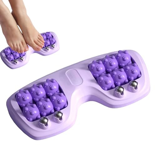 29 * 15cm Foot Roller, 3 in 1 Portable Dual Foot Massage Roller, Foot Roller for Plantar Fasciitis, Spiky Massage Ball, Foot Relaxer for Muscle Recovery, for Home Office (Purple)