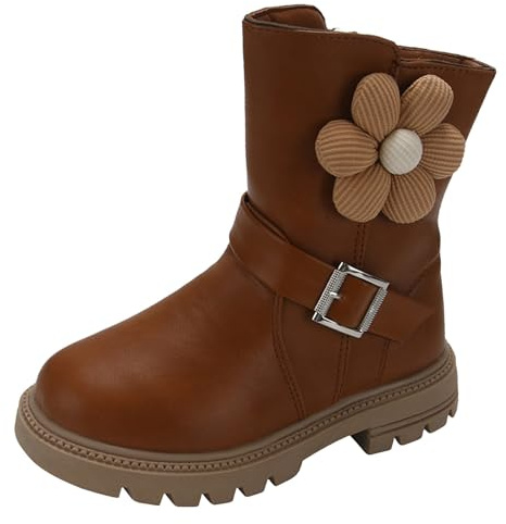 Generisch Chaussures d'équitation pour enfant - Semelle souple - Bottines d'hiver - Bottines d'extérieur - Pour la fête de la bière - Couleur unie - Bottes western, marron, 31.5 EU