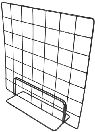 Uonlytech Expositor de Rejilla Metálica Grande 35x35 Cm Base Negra Resistente para Fotos y Joyas, Soporte Multiusos para Escritorio y Puestos de Mercado, 2 Piezas