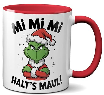TassenKing Grinch Tasse Anti Weihnachten Spruch Ironie Sarkasmus lustige Weihnachtsbecher Geschenke für Weihnachtsmuffel MiMiMi Rot