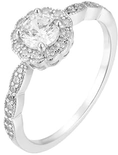 Whoiy Verlobungsringe Damen Gold 950, Ehering Platin Halo mit 0.5ct Moissanite Bandringe Echtgold Jahrestagsring Gr. 49 (15.6)