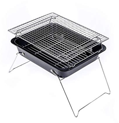Barbecue portatile pieghevole a carbonella, in acciaio inox, per campeggio e giardino, barbecue compatto all'aperto per una facile installazione e divertimento