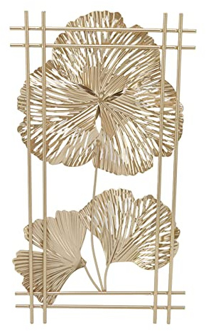 Omabeta Metall Ginkgo Leaf Väggskulptur Elegant 3D-dekoration för Vardagsrum Sovrum Hotell Cafe Kontor, Järn, 17,7 X 9,8 Tum