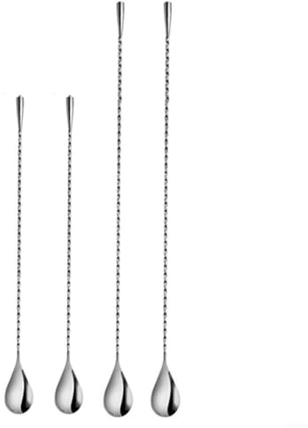 Lot de 2 cuillères à cocktail en acier inoxydable avec longues poignées équilibrées pour mélanger boissons et smoothies (40 cm)