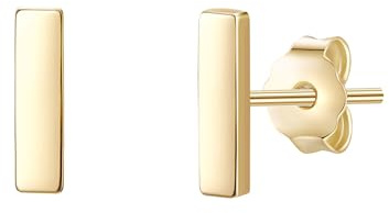 Glanzstücke München Damen Ohrstecker aus 925/- Sterling Silber gelbgold | gelbvergoldet,14 Karat,Stab,Stäbchen,Ohrringe,Silberohrstecker,Ohrringhöhe 7,5 mm,Ohrringbreite 2 mm