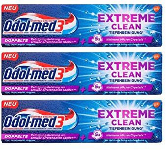 3x Odol-med 3 Extreme Clean Tiefenreinigung Zahnpasta 75 ml