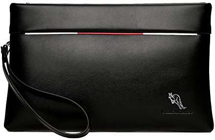 Aideal Clutch aus PU-Leder für Herren, schwarz, Handtasche mit Reißverschluss, tragbar, ideal für Büro/Business/Casual/Dating, Schwarz , 28cm*20,5cm*2,5cm / 11,02*8,07*0,98pollici