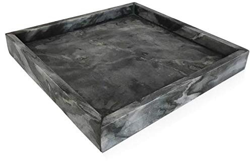 Marmortablett - Tablett aus dunkelgrauem Marmor - Marble Tray - Dekotablett - Serviertablett - quadratisch - Marmoroptik - dunkelgrau - 30x30x4cm