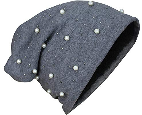 Damen Luxus Perle mit Teddyfleece Mütze Beanie Slouch sehr leicht Top Qualität Long