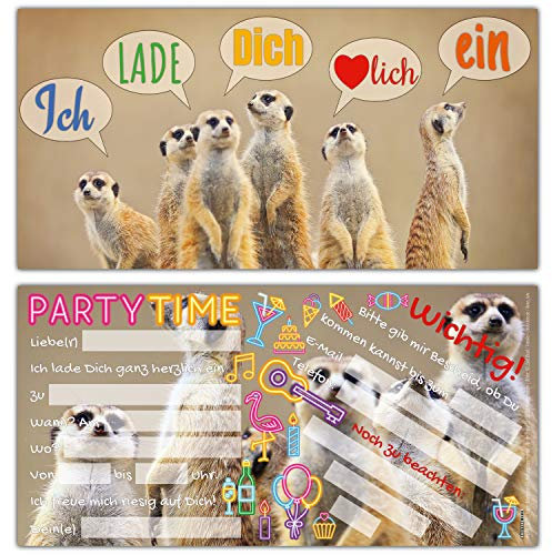 12er Set ERDMÄNNCHEN Einladungskarten - edle & witzige Einladungen zum Kinder-Geburtstag oder Party für Mädchen Jungen & Erwachsene von BREITENWERK