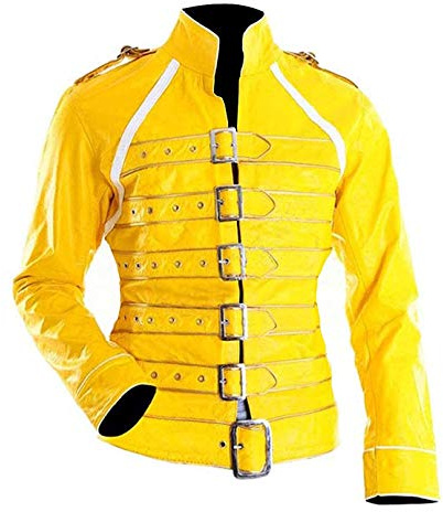 EU Fashions Fre-ddie Mercury Queen Veste de moto avec ceinture pour femme Jaune