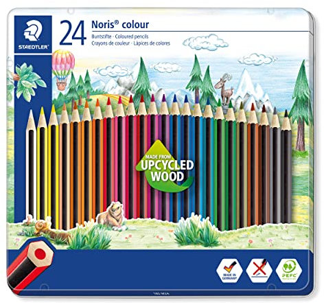 STAEDTLER 185 M24 Noris Colour Colouring Pencils - 24 Assorted Colours (Tin of 24 Pencils)