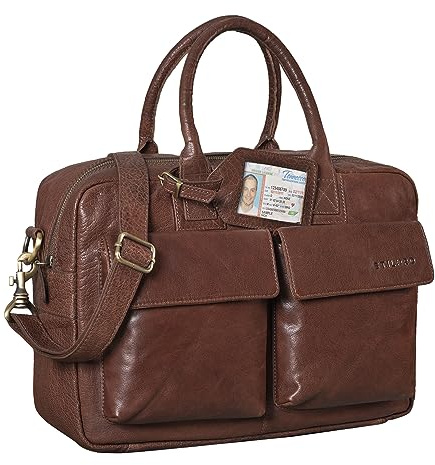 STILORD Carlo Bolso de Piel para portátil de 15.6 Maletín Unisex y diseño Vintage para Universidad Negocios Profesor Bolsa de Negocios de auténtico Cuero Color:maraska - marrón Oscuro