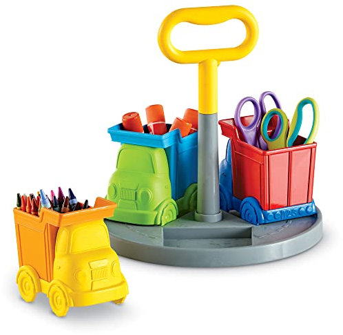 Learning Resources Create-a-Space Stiftehalter „Lkws“, Aufbewahrung für Mal- und Bastelmaterial, Stiftehalter für Ordnung im Kinderzimmer, Ordnung im Klassenzimmer, Utensilo für Schulmaterial