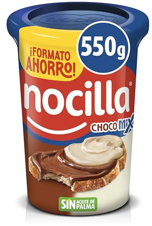 Nocilla, ChocoMix, Doble Crema al Cacao y Leche con Avellanas, Sin Aceite de Palma - Formato Ahorro - 550g