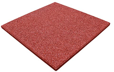 LANDGRID Gummimatten Rot 50x50x4cm Gummiplatten Fallschutzmatten Outdoor Indoor Kinder Schaukel Klettergerüst Fallschutzplatten Fitness Yoga (2 Platten 50x50x4cm)